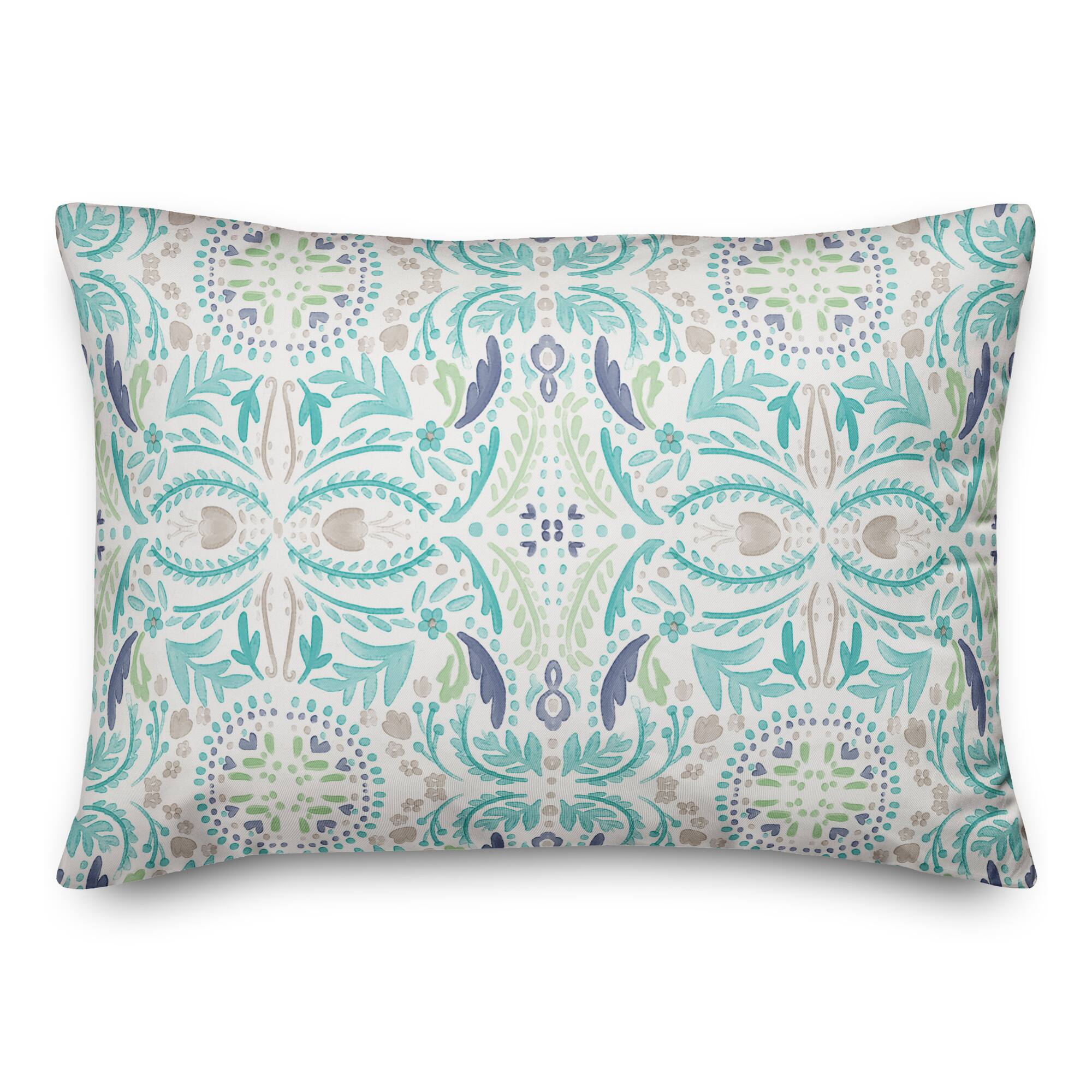 Blue Watercolor Pattern 14" x 20" Throw Pillow